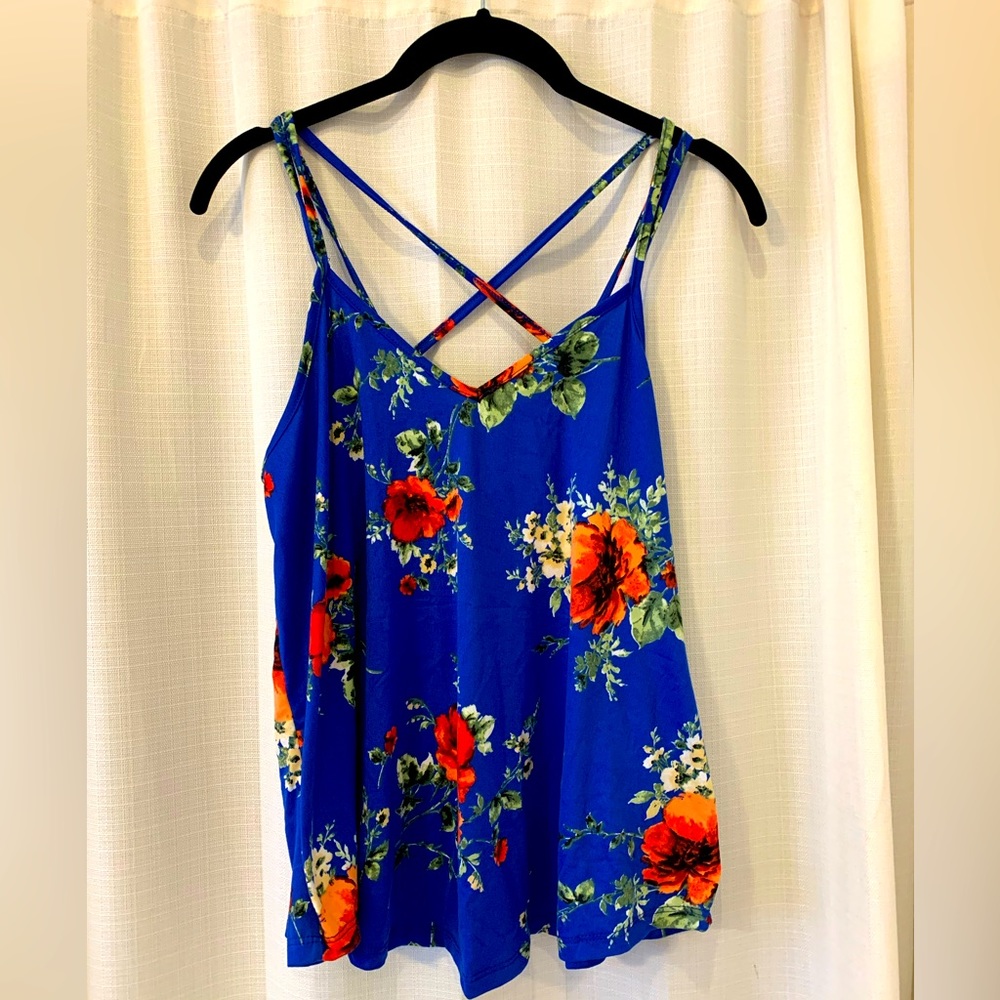 NWT Floral Cross-back Tank, size Medium, Petite